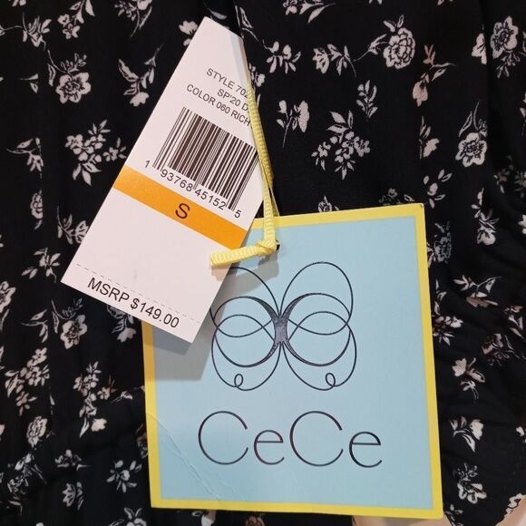 CeCe Ruffle Sleeve V-Neck Print Mix Dress - Picture 11 of 13